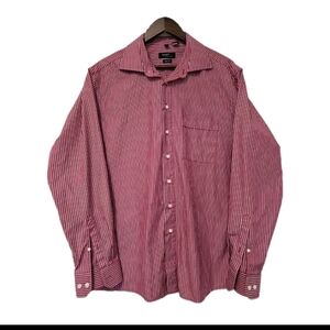 Haupt Dress Shirt Men's Red Blue White Striped Dress Shirt Causal Fisherman